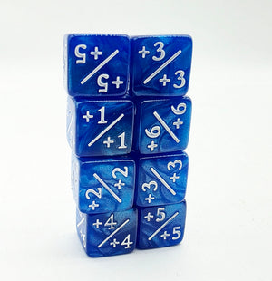 Pearl Blue +1/+1 Magic Counters Plastic Dice Foam Brain Games