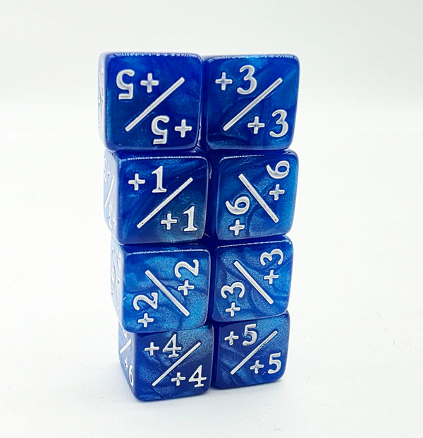 Pearl Blue +1/+1 Magic Counters Plastic Dice Foam Brain Games