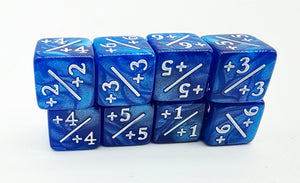 Pearl Blue +1/+1 Magic Counters Plastic Dice Foam Brain Games