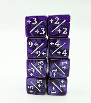 Pearl Purple +1/+1 Magic Counters Plastic Dice Foam Brain Games