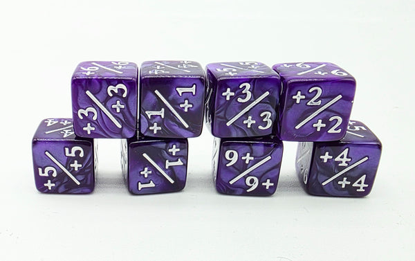 Pearl Purple +1/+1 Magic Counters Plastic Dice Foam Brain Games
