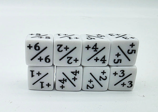 White +1/+1 Magic Counters Plastic Dice Foam Brain Games