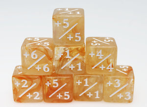 Orange & White +1/+1 Magic Counters Plastic Dice Foam Brain Games