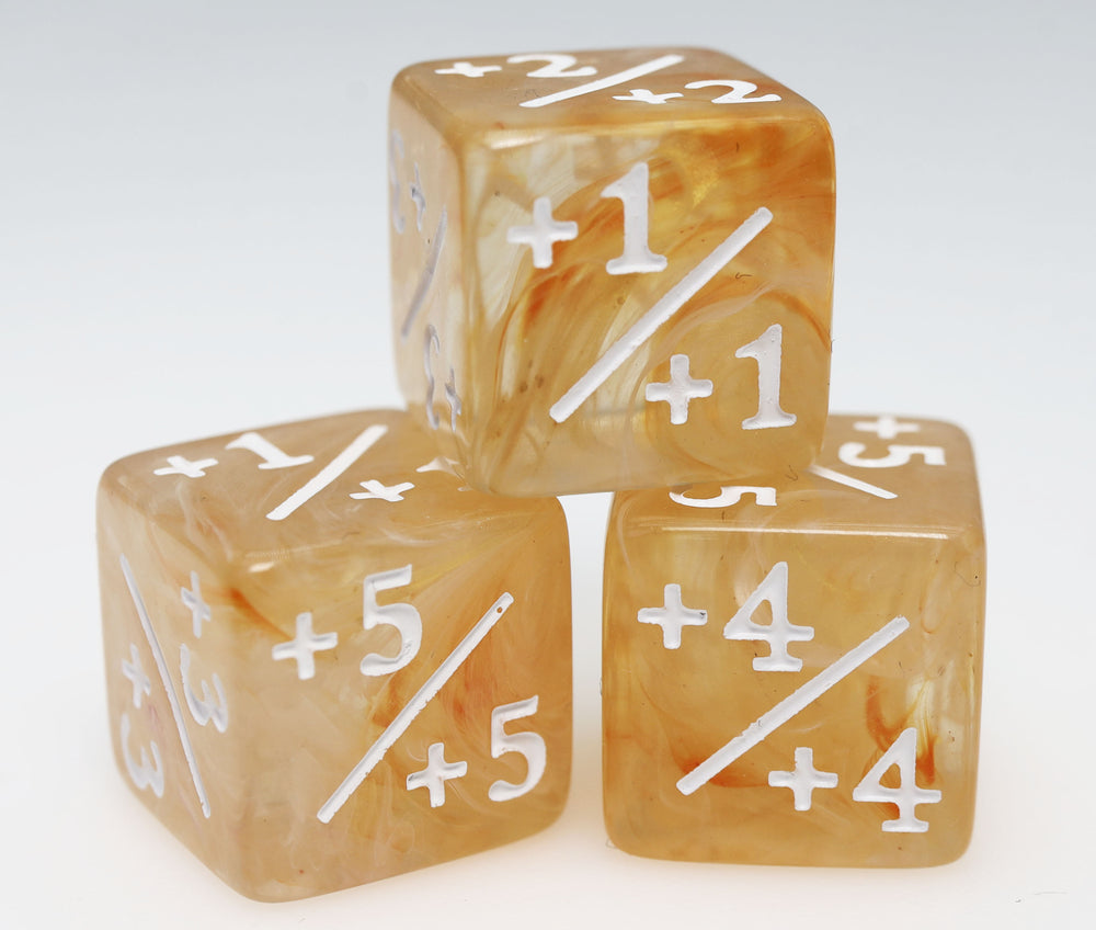 Orange & White +1/+1 Magic Counters Plastic Dice Foam Brain Games