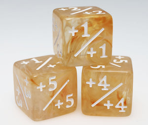 Orange & White +1/+1 Magic Counters Plastic Dice Foam Brain Games