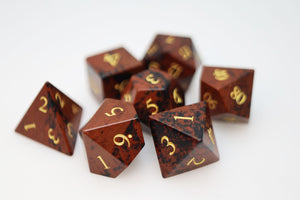 Swan Gemstone - Engraved with Gold Stone RPG Dice Set Stone Dice Foam Brain Games