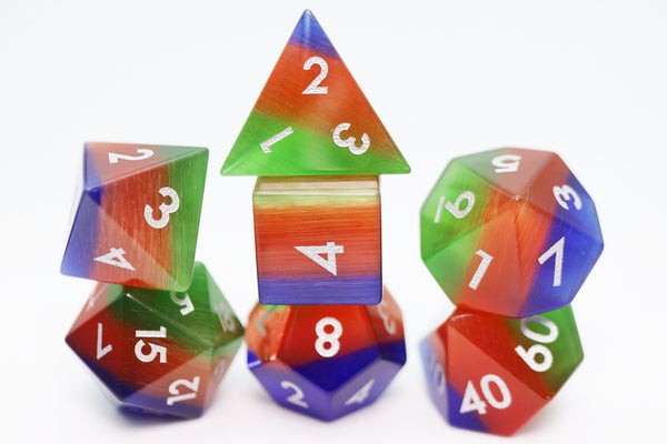 Layered Cat's Eye - Engraved Stone Dice Foam Brain Games