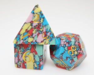 Textured Turquoise Pop Art - Engraved with Gold Stone Dice Foam Brain Games
