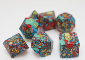 Textured Turquoise Pop Art - Engraved with Gold Stone Dice Foam Brain Games