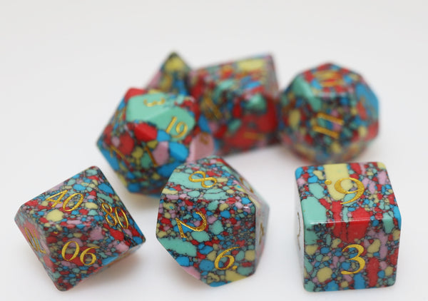 Textured Turquoise Pop Art - Engraved with Gold Stone Dice Foam Brain Games