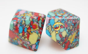 Textured Turquoise Pop Art - Engraved with Gold Stone Dice Foam Brain Games