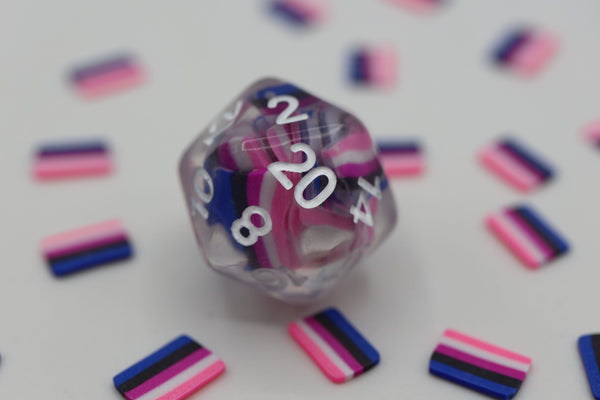 Pride Flag Single D20 Plastic Dice Foam Brain Games