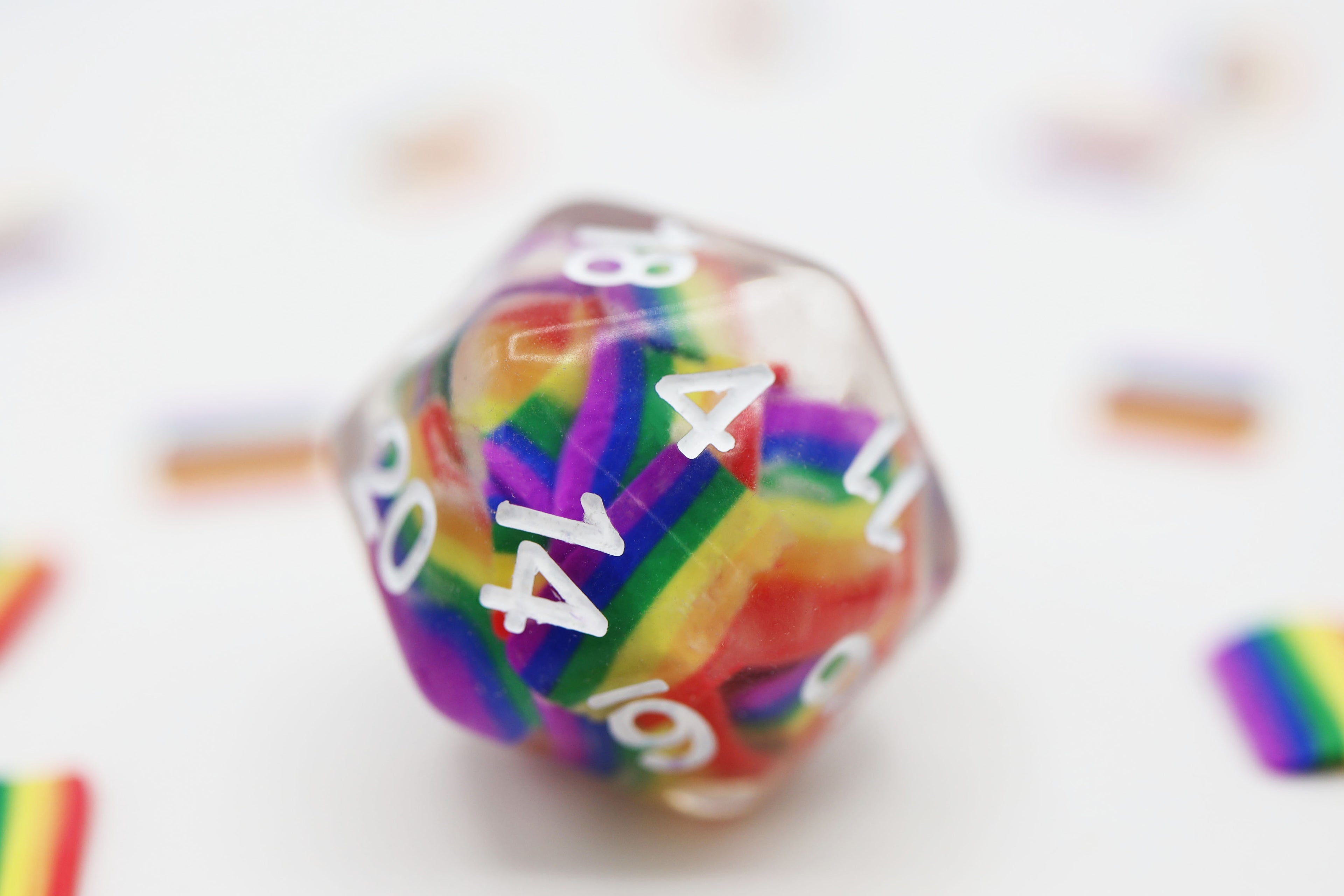 Pride Flag Single D20 Plastic Dice Foam Brain Games