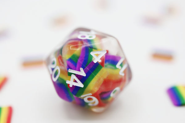 Pride Flag Single D20 Plastic Dice Foam Brain Games