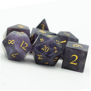 Amethyst - Gemstone Engraved with Gold Stone Dice Foam Brain Games