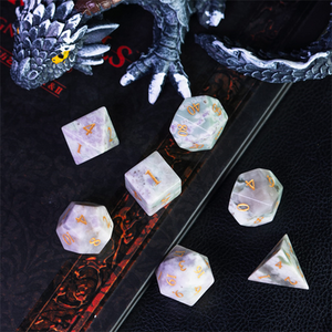 Auspicious Jade - Gemstone Engraved with Gold Stone Dice Foam Brain Games