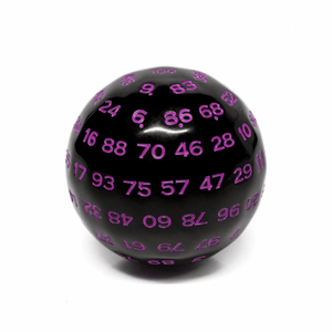 45mm D100 - Black Opaque with Purple Plastic Dice Foam Brain Games