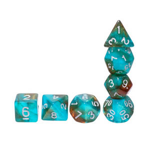 Glow in the Dark Blue Galaxy RPG Dice Set Plastic Dice Foam Brain Games