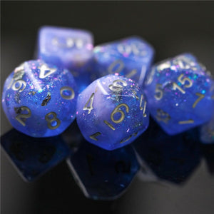Blue & Pink Seabed Treasure RPG Dice Set Plastic Dice Foam Brain Games