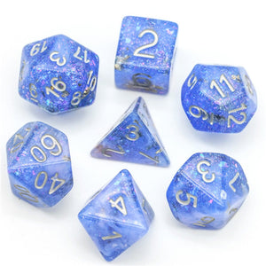 Blue & Pink Seabed Treasure RPG Dice Set Plastic Dice Foam Brain Games