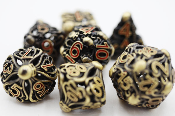 Mind Eater: Bronze - Hollow Metal RPG Dice Set Metal Dice Foam Brain Games