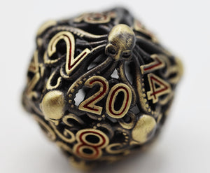 Mind Eater: Bronze - Hollow Metal RPG Dice Set Metal Dice Foam Brain Games