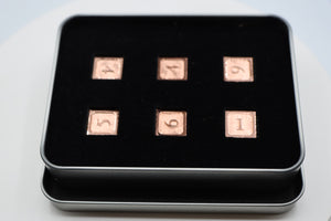 6 piece Metal D6s - Copper Metal Dice Foam Brain Games