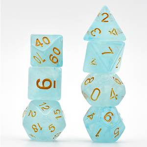 Cyan Silk Translucent Dice RPG Dice Set Plastic Dice Foam Brain Games