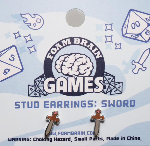 Stud Earrings: Sword Jewelry Foam Brain Games