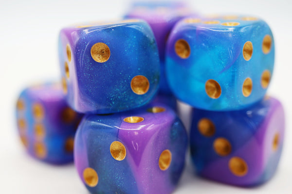 12 piece Pip D6s - Stratus Glitter Plastic Dice Foam Brain Games