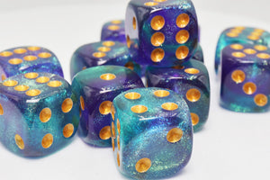 12 piece Pip D6s - Hocus-Pocus Glitter Plastic Dice Foam Brain Games