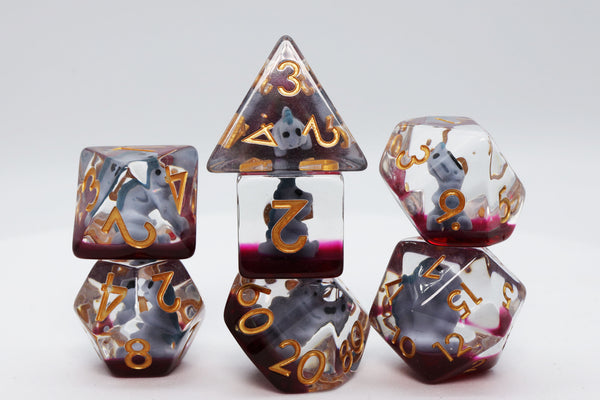 Gray T-Rex RPG Dice Set Plastic Dice Foam Brain Games