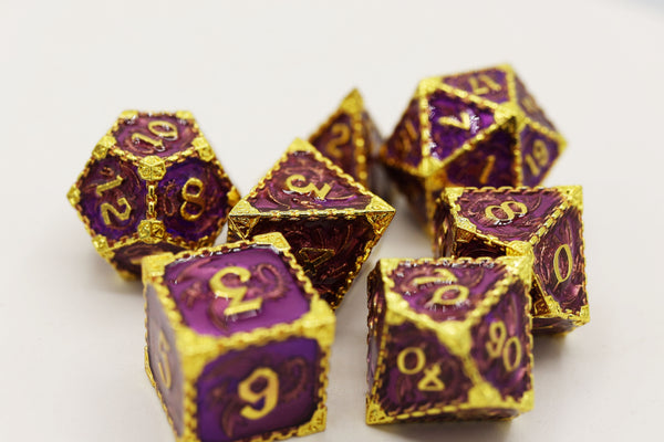 Chained Dragon: Royal with Gold - Metal RPG Dice Set Metal Dice Foam Brain Games