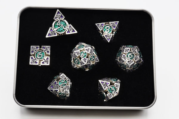 Oculus: Angelic - Hollow Metal RPG Dice Set Metal Dice Foam Brain Games