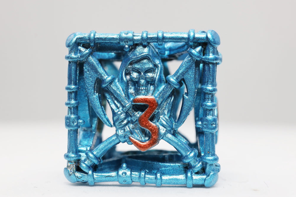 Grim Scythe: Blue - Hollow Metal RPG Dice Set Metal Dice Foam Brain Games