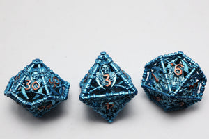 Grim Scythe: Blue - Hollow Metal RPG Dice Set Metal Dice Foam Brain Games
