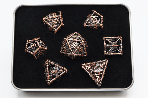 Grim Scythe: Copper - Hollow Metal RPG Dice Set Metal Dice Foam Brain Games