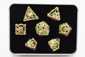 Grim Scythe: Gold - Hollow Metal RPG Dice Set Metal Dice Foam Brain Games