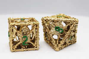 Grim Scythe: Gold - Hollow Metal RPG Dice Set Metal Dice Foam Brain Games