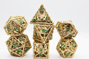 Grim Scythe: Gold - Hollow Metal RPG Dice Set Metal Dice Foam Brain Games