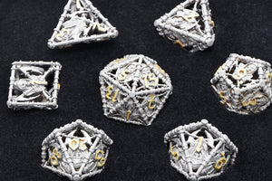 Grim Scythe: Grey - Hollow Metal RPG Dice Set Metal Dice Foam Brain Games