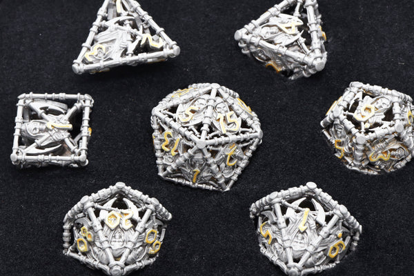 Grim Scythe: Grey - Hollow Metal RPG Dice Set Metal Dice Foam Brain Games