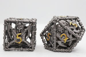 Grim Scythe: Grey - Hollow Metal RPG Dice Set Metal Dice Foam Brain Games