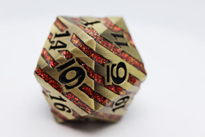 35mm Metal D20 - Bronze with Red Mica Metal Dice Foam Brain Games