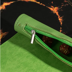 Green Roll Up Leatherette Dice Mat Dice Box Foam Brain Games