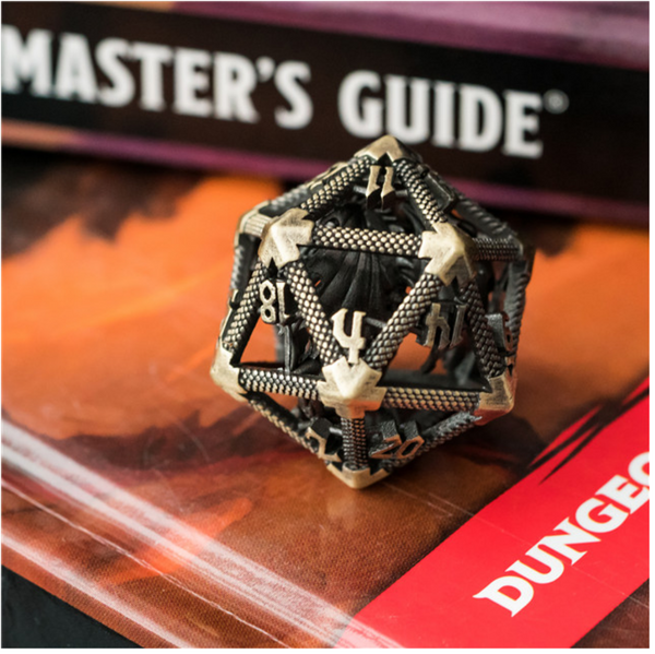 Hollow Dragon Keep D20 - Bronze Metal Dice Foam Brain Games