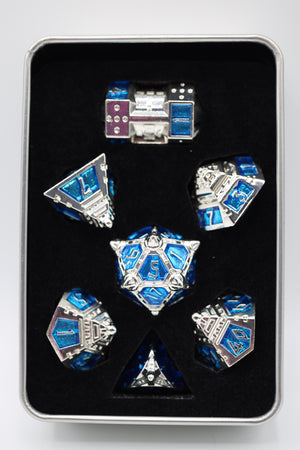 Dice 51: Interstellar Indigo - Metal RPG Dice Set Metal Dice Foam Brain Games