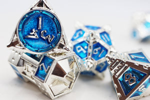 Dice 51: Interstellar Indigo - Metal RPG Dice Set Metal Dice Foam Brain Games