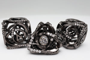 Hollow Hearts: Jeweled Midnight Metal - Metal RPG Dice Set Metal Dice Foam Brain Games