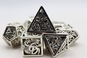 Dragon Essence: Mithril - Hollow Metal RPG Dice Set Metal Dice Foam Brain Games